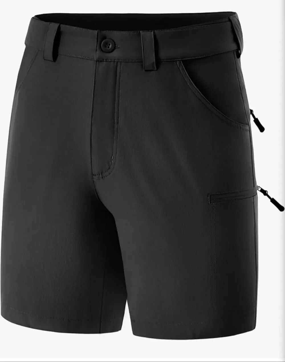 FitsT4 Sports Men's Cargo Hiking Shorts Black Stretch Outdoor Water Resist 32